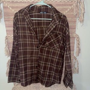 Shein brown flannel